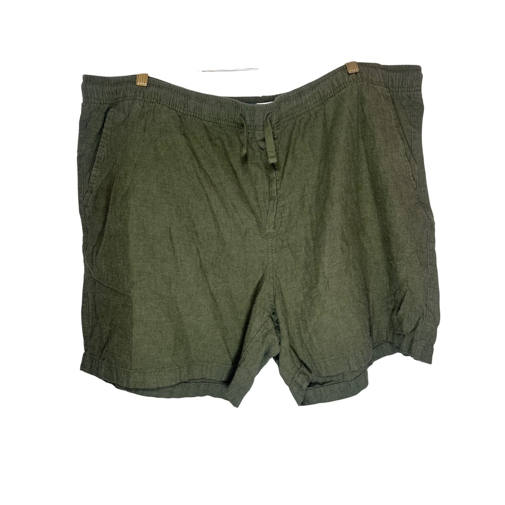 Old Navy Linen Blend Jogger Shorts Mens XXXL Olive Green Drawstring 7 Inch